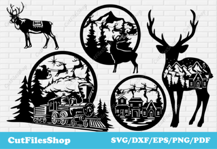 Christmas scenes dxf for laser cutting, Svg Christmas for cricut, Crafting machine files - Cut Files Shop