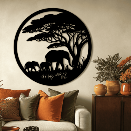 Elephant Scene SVG DXF for Laser Cutting, Sublimation, and Wall Art, Download Now