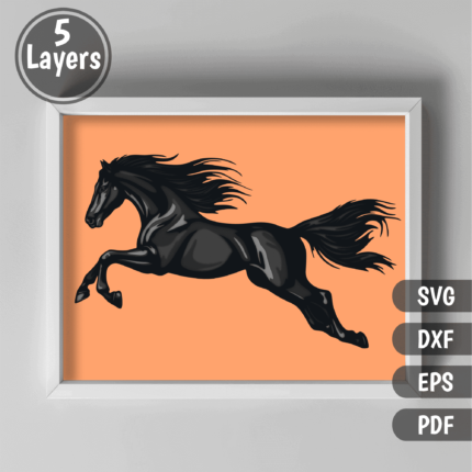 Jumping Horse 3D Layered SVG – Cricut & CNC Projects, DIY Shadow Box