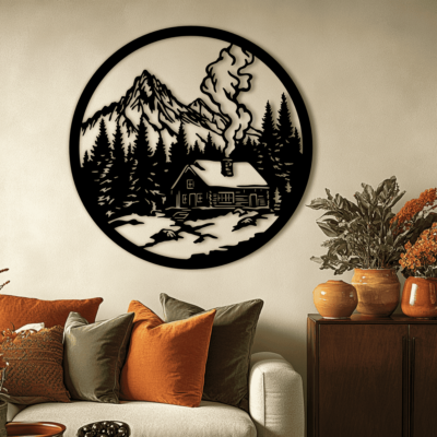 Mountain Cabin Scenes SVG DXF – DIY Laser Cut, Vinyl, and Metal Wall Decor