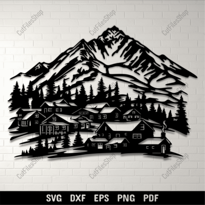 Mountain Village Svg & Dxf files