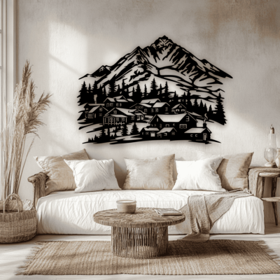 Mountain Village SVG & DXF for CNC and Cricut – DIY Wall Decor & Vinyl Stickers