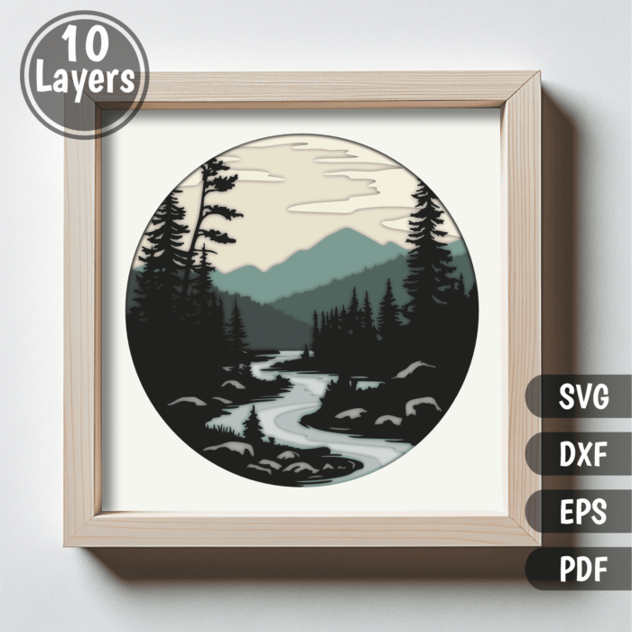 Nature Scene 3D Layered SVG for Shadow Box, Cricut, and CNC Paper Art