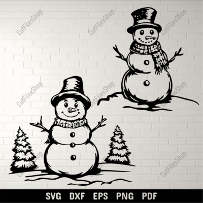 Snowman scene svg files