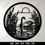 Swan on Calm Lake DXF SVG Files for Laser Cutting, Sublimation, and Vinyl Art