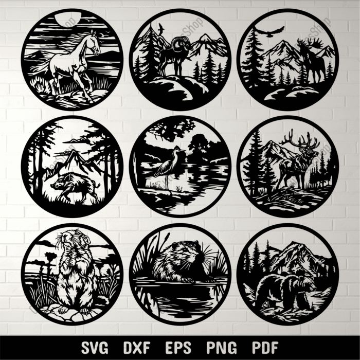 Wildlife DXF for CNC – Groundhog, Bear, Moose, Heron, Goat, and Wildhorse SVG Files
