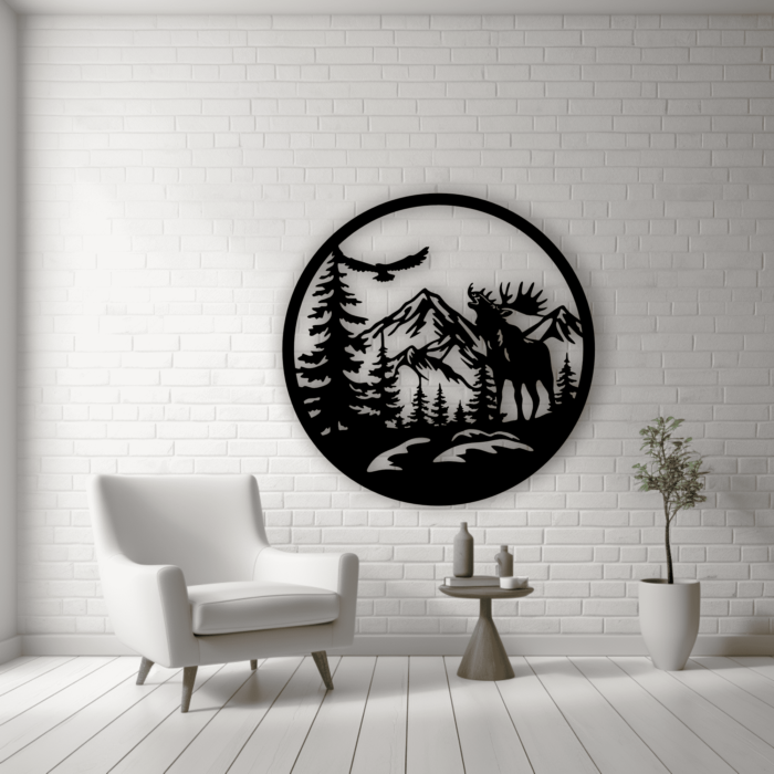 Wildlife DXF and SVG, Moose scene dxf for Laser cutting, DIY Wall art, Buy Svg files