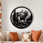 Wildlife CNC Files, Deer scene Dxf for Laser cutting, CNC Plasma design, Circle Wall laser art