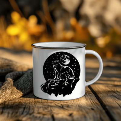 Wolf Standing on Cliff svg for Mug design