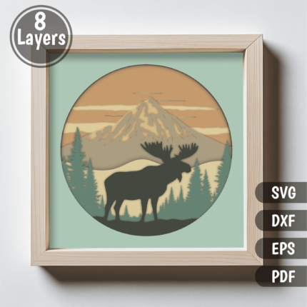 3D Moose Layered SVG – Wildlife Multilayer Art for Cricut & Laser Projects