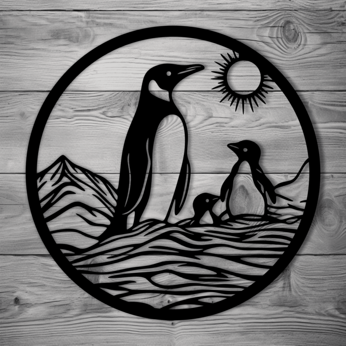 Cute Penguin Family SVG – DXF for CNC, Laser Cut & DIY Wood Decor