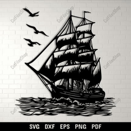 Sailboat SVG & DXF for Cricut & CNC – Nautical Old Ship Clipart
