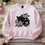 Floral Sleeping Cat DXF, SVG for Cricut & CNC, Sweatshirt Craft Files