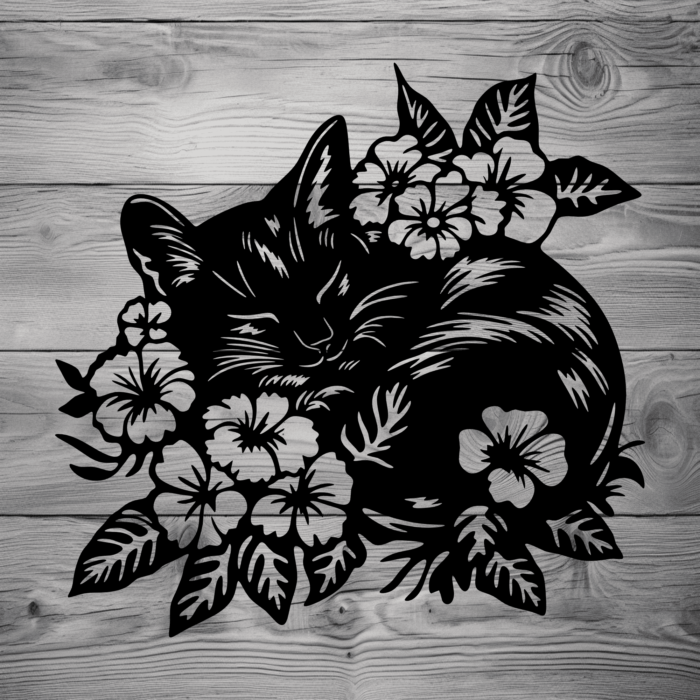 Sleeping Cat CNC & Laser Cut Files, SVG for Cricut, Instant Digital Download